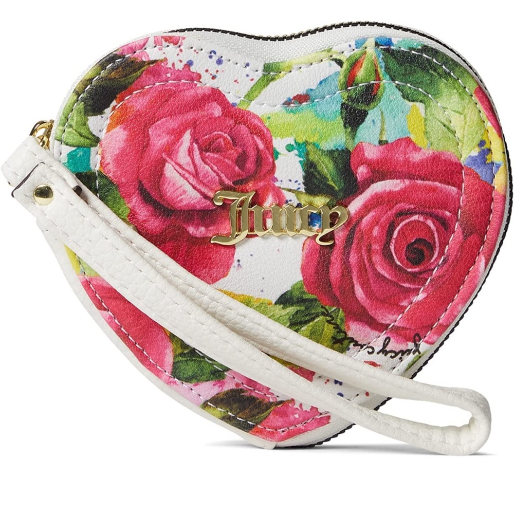 Juicy Couture Coin Purse White Multi Rose Wristlet